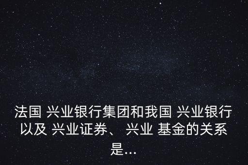 法國 興業銀行集團和我國 興業銀行以及 興業證券、 興業 基金的關系是...