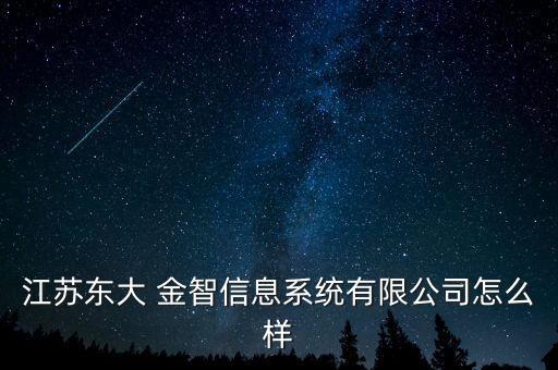 江蘇東大 金智信息系統有限公司怎么樣