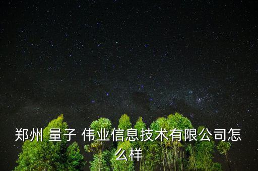 南京量子偉業怎么樣,鄭州量子偉業信息技術有限公司值得信賴