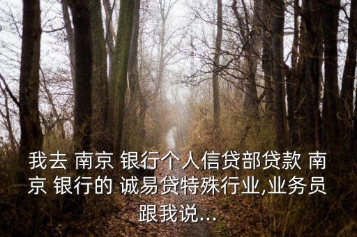 我去 南京 銀行個人信貸部貸款 南京 銀行的 誠易貸特殊行業,業務員跟我說...