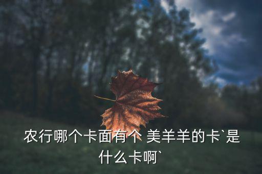 農行美羊羊卡怎么樣,金穗喜羊羊與灰太狼聯名卡發行卡