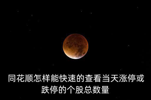 同花順怎么看公司概況,如何快速查看漲停或跌停股票總數?