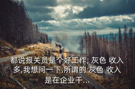 都說報關員是個好工作, 灰色 收入多,我想問一下,所謂的 灰色 收入是在企業干...