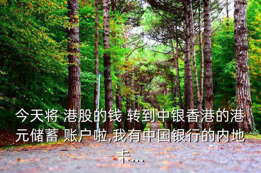 今天將 港股的錢 轉到中銀香港的港元儲蓄 賬戶啦,我有中國銀行的內地卡...