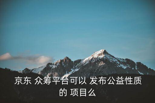  京東 眾籌平臺可以 發布公益性質的 項目么