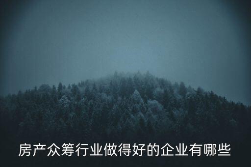 房產眾籌行業做得好的企業有哪些
