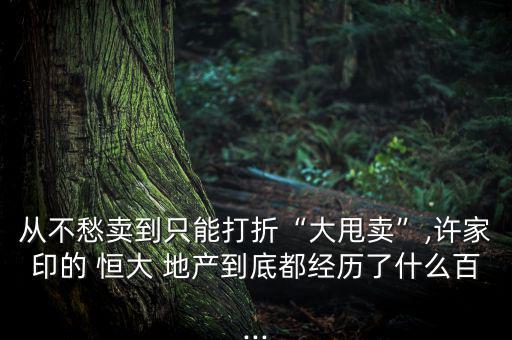 從不愁賣到只能打折“大甩賣”,許家印的 恒大 地產到底都經歷了什么百...