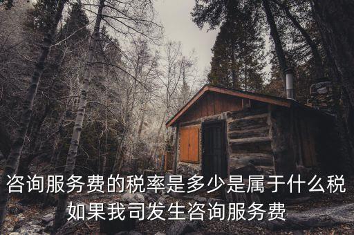 咨詢服務費的稅率是多少是屬于什么稅如果我司發生咨詢服務費