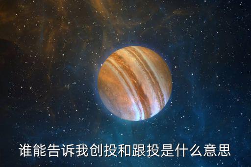 誰能告訴我創投和跟投是什么意思