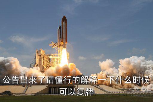 公告出來了請懂行的解釋一下什么時候可以復牌