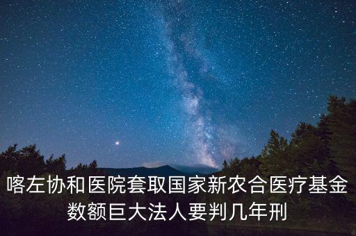 喀左協和醫院套取國家新農合醫療基金數額巨大法人要判幾年刑