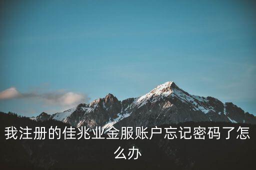 我注冊的佳兆業金服賬戶忘記密碼了怎么辦