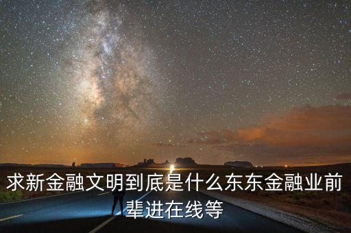 求新金融文明到底是什么東東金融業前輩進在線等