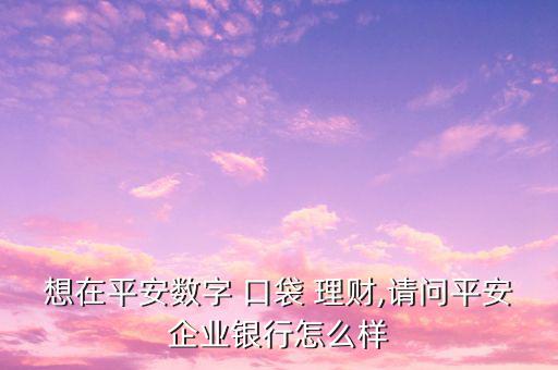 口袋理財怎么樣,平安企業推出安平數碼口袋理財非常可靠