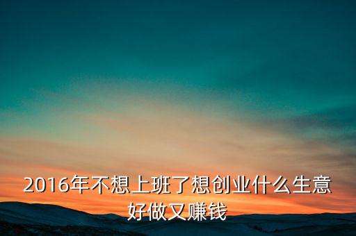 2016年什么生意好做賺錢，2016年不想上班了想創業什么生意好做又賺錢