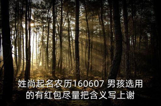 姓尚起名農歷160607 男孩選用的有紅包盡量把含義寫上謝