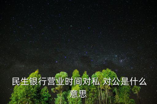  民生銀行營業時間對私 對公是什么意思