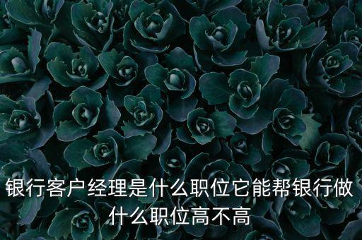 什么是銀行直銷客戶經理，銀行客戶經理是什么職位它能幫銀行做什么職位高不高