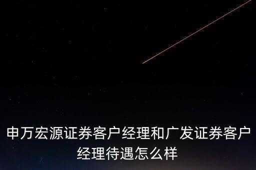 申萬宏源證券客戶經理和廣發證券客戶經理待遇怎么樣