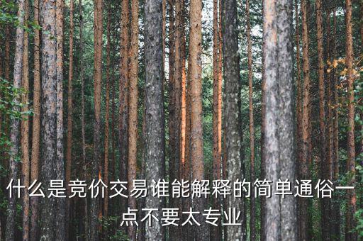什么是競價交易誰能解釋的簡單通俗一點不要太專業