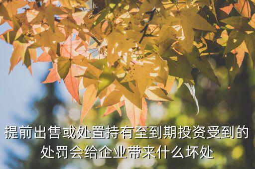 提前出售或處置持有至到期投資受到的處罰會給企業帶來什么壞處