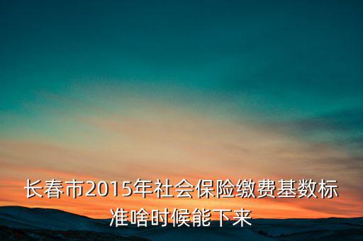 長春市2015年社會保險繳費基數標準啥時候能下來