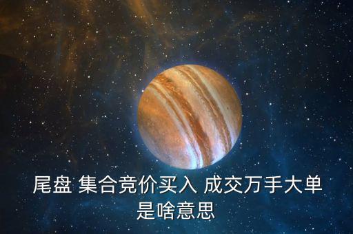  尾盤(pán) 集合競(jìng)價(jià)買(mǎi)入 成交萬(wàn)手大單是啥意思
