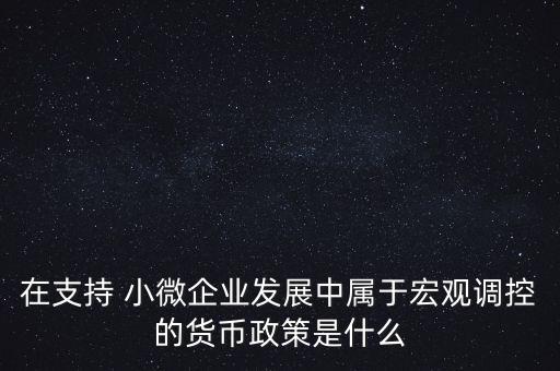 在支持 小微企業發展中屬于宏觀調控的貨幣政策是什么