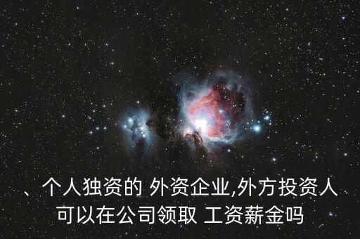 、個人獨資的 外資企業,外方投資人可以在公司領取 工資薪金嗎