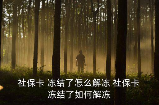  社保卡 凍結了怎么解凍 社保卡 凍結了如何解凍