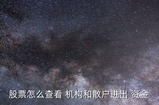 股票怎么查看 機構和散戶進出 資金
