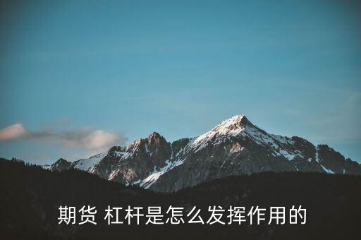  期貨 杠桿是怎么發揮作用的