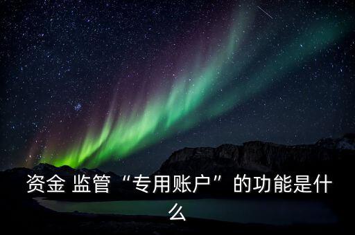  資金 監管“專用賬戶”的功能是什么