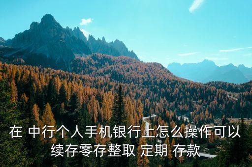 在 中行個人手機銀行上怎么操作可以續存零存整取 定期 存款