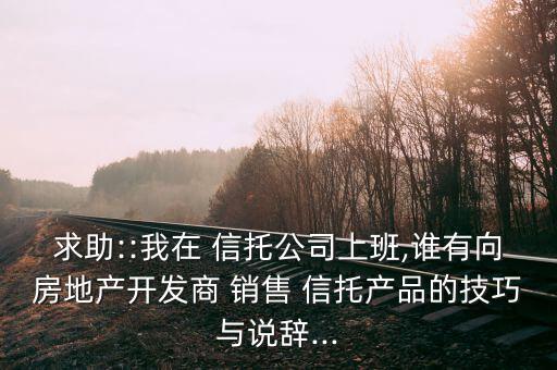 求助::我在 信托公司上班,誰有向房地產開發商 銷售 信托產品的技巧與說辭...