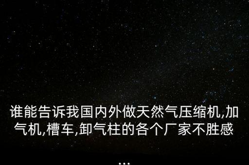 誰能告訴我國內外做天然氣壓縮機,加氣機,槽車,卸氣柱的各個廠家不勝感...