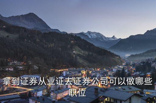 去宏信證券有限責任公司能做什么，拿到證券從業證去證券公司可以做哪些職位