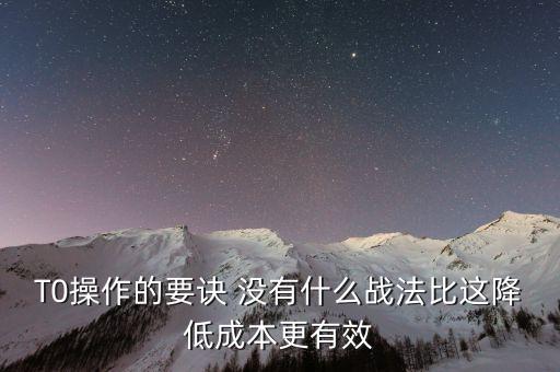 T0操作的要訣 沒有什么戰法比這降低成本更有效