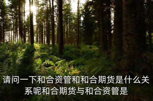請問一下和合資管和和合期貨是什么關系呢和合期貨與和合資管是