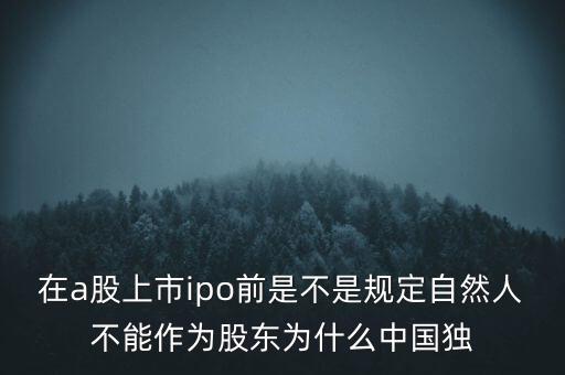 在a股上市ipo前是不是規定自然人不能作為股東為什么中國獨