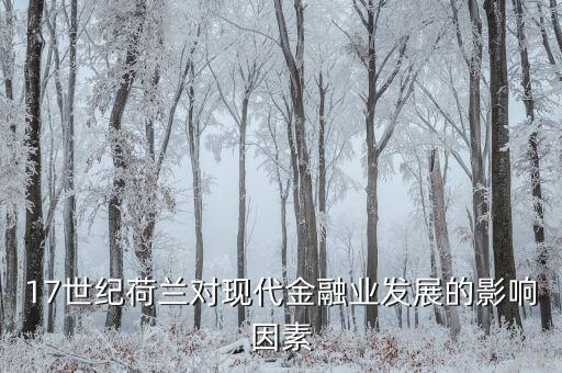17世紀荷蘭對現代金融業發展的影響因素