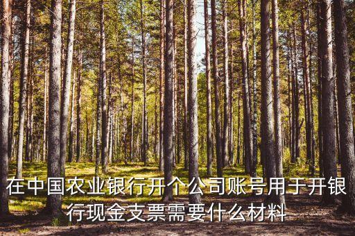 在中國農業銀行開個公司賬號用于開銀行現金支票需要什么材料