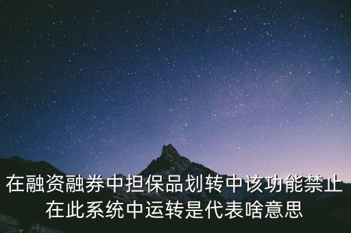 在融資融券中擔保品劃轉中該功能禁止在此系統中運轉是代表啥意思