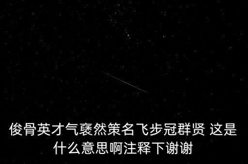 駿環升旺是什么，俊骨英才氣褎然策名飛步冠群賢 這是什么意思啊注釋下謝謝