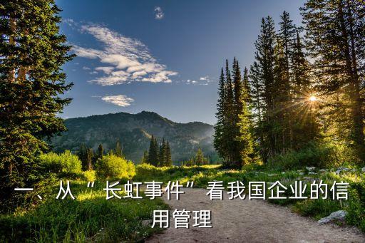 一、從“ 長虹事件”看我國企業的信用管理