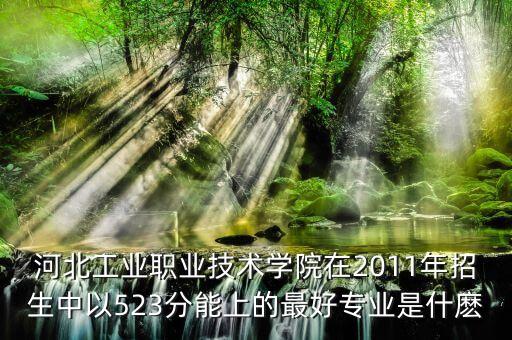 河北工業職業技術學院在2011年招生中以523分能上的最好專業是什麼