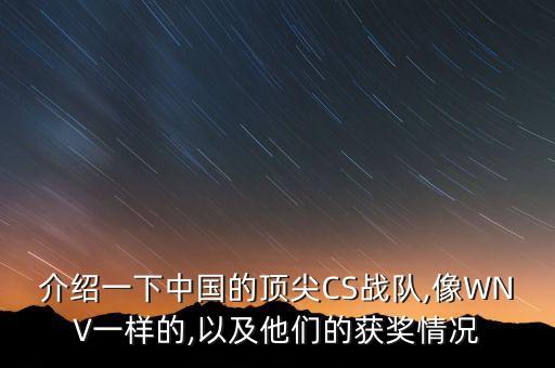 介紹一下中國的頂尖CS戰隊,像WNV一樣的,以及他們的獲獎情況