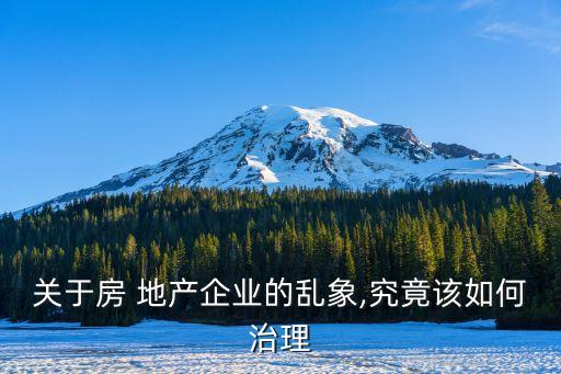 關于房 地產企業的亂象,究竟該如何治理