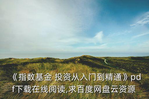 《指數基金 投資從入門到精通》pdf下載在線閱讀,求百度網盤云資源