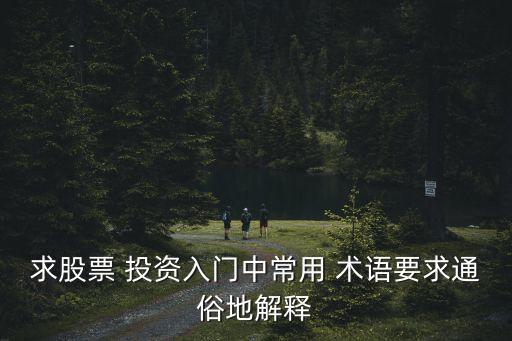 求股票 投資入門中常用 術語要求通俗地解釋